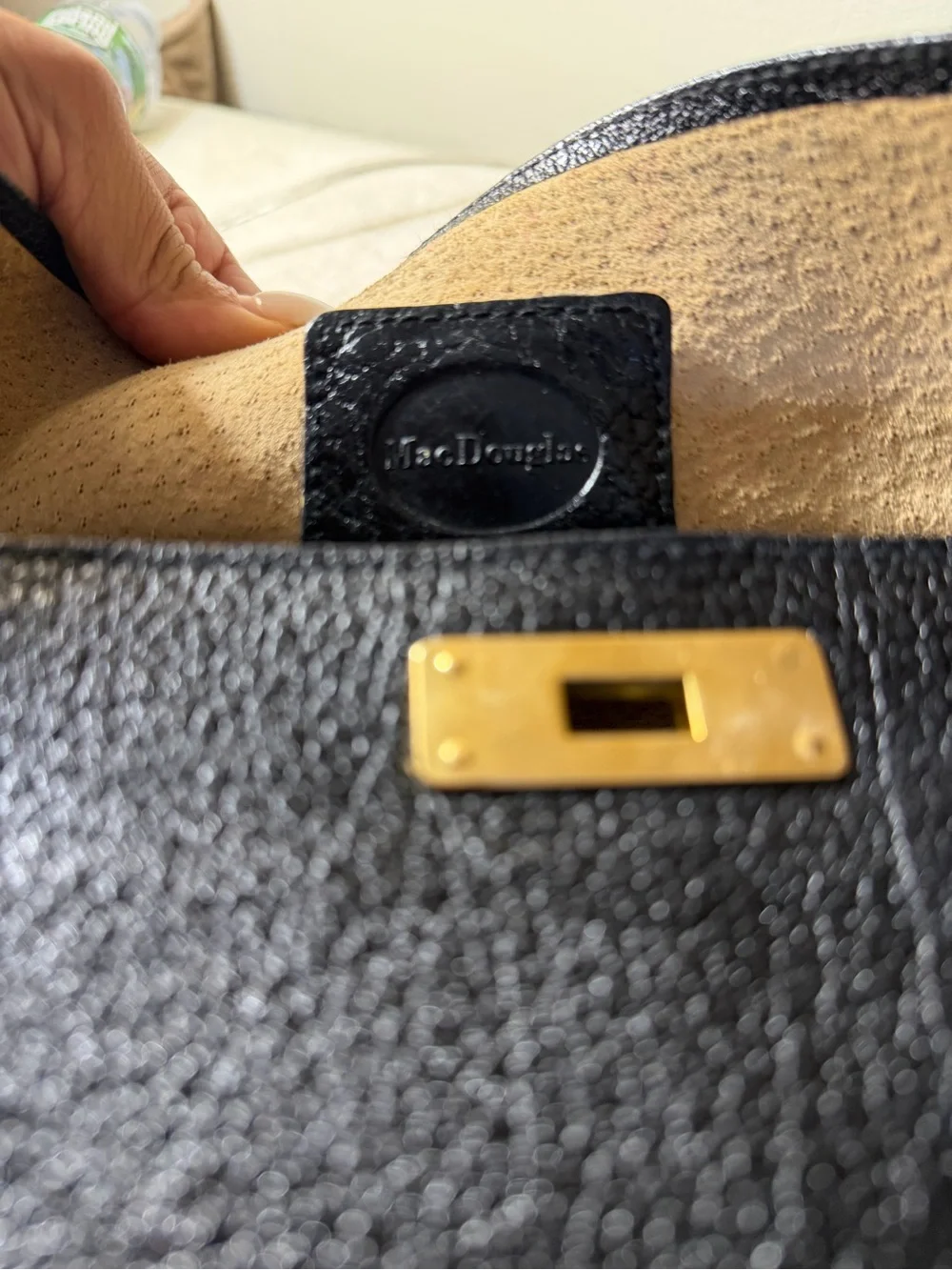 Classic Black Leather Top-Handle Shoulder Bag